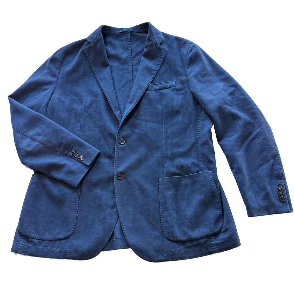 L.B.M. 1911 Tailored Limited Edition Italy Navy Blue Cotton Blazer Coat 58R